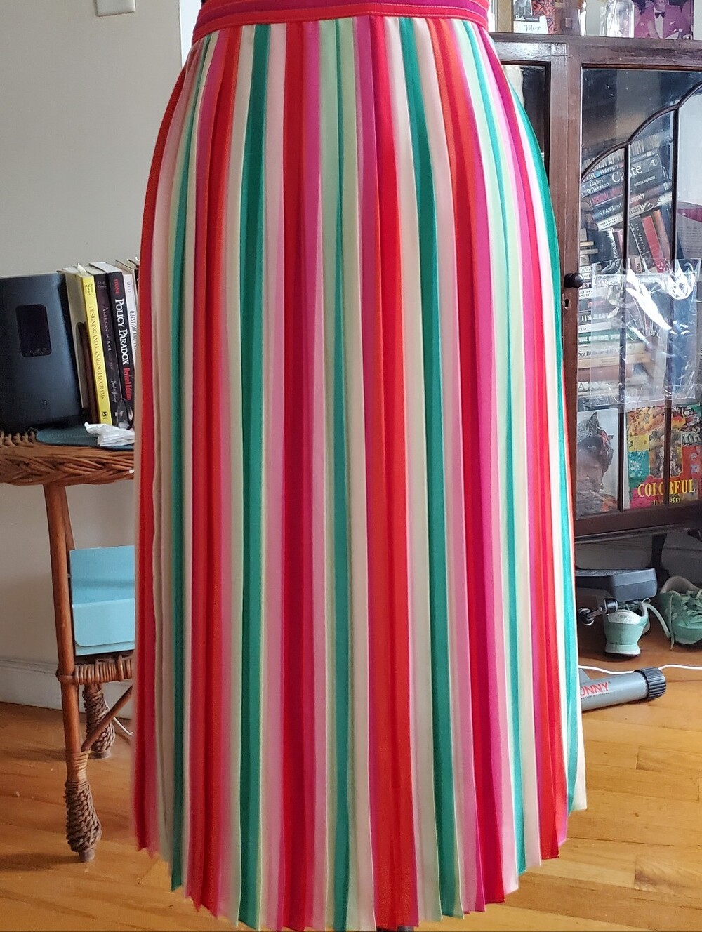 J. Crew Multicolor Vertical Stripe Pleated Midi Skirt
